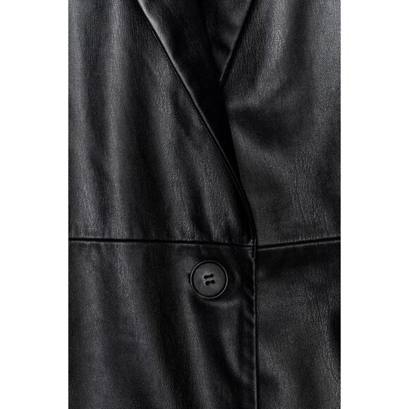 ZARA FAUX LEATHER COAT WITH DETACHABLE COLLAR - Picture 10 of 11